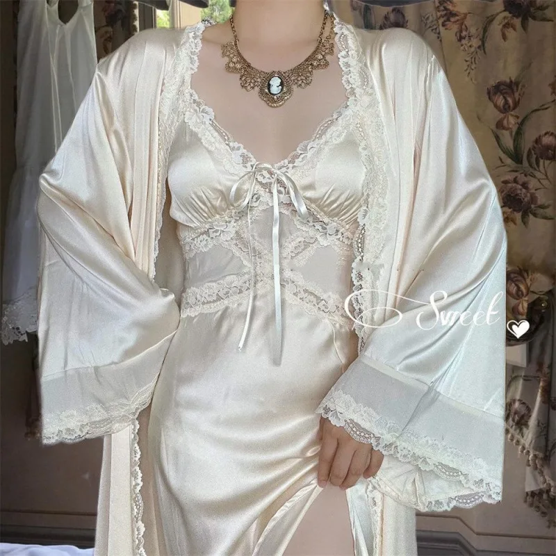 2025 Summer Autumn Silk Sexy Strap Dress Women Casual Korean Elegant Patchwork Lace Dress Women Fashion V Neck Long Dresses
2025 Summer Autumn Silk Sexy Strap Dress Women Casual Korean Elegant Patchwork Lace Dress Women Fashion V Neck Long Dresses