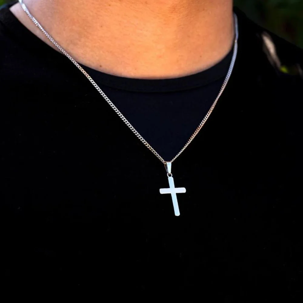 Mens Necklace - Silver Cross Necklace-Cross Necklace Men-Smooth Crucifix Pendant Necklace-Cross And Chain Pendant
Mens Necklace - Silver Cross Necklace-Cross Necklace Men-Smooth Crucifix Pendant Necklace-Cross And Chain Pendant