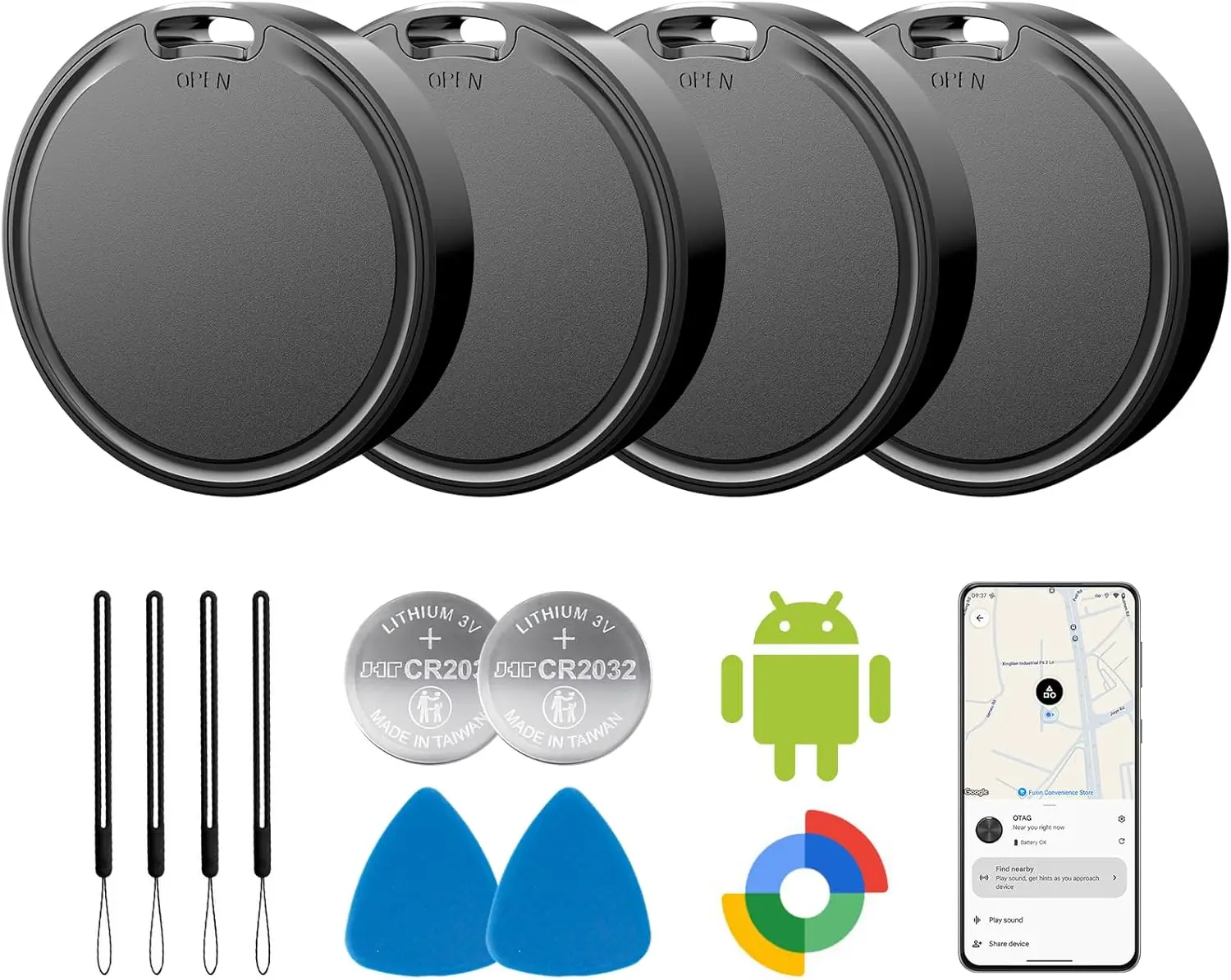 4 Pack Android Trackers, 2-Year Battery, IP65 Waterproof, Find Keys & Luggage
4 Pack Android Trackers, 2-Year Battery, IP65 Waterproof, Find Keys & Luggage