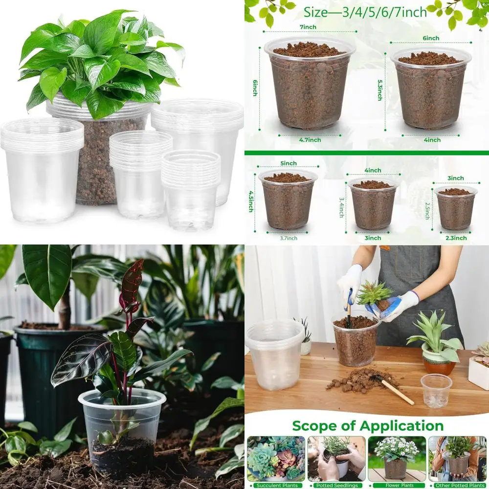 50 Pack 3/4/5/6/7 Inch Clear Nursery Pots with Drainage Holes, Durable Plastic Nursery Pots for Plants, Succulents, Herbs, Flowe
50 Pack 3/4/5/6/7 Inch Clear Nursery Pots with Drainage Holes, Durable Plastic Nursery Pots for Plants, Succulents, Herbs, Flowe