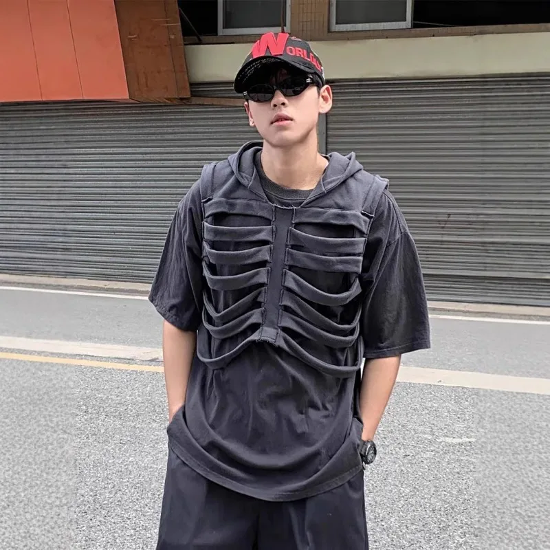 Men's Skull Rib Cage Hoodie Vest Summer Design Trendy Sleeveless American Style Loose Fit Polyester Fabric Hip Hop Jacket
Men's Skull Rib Cage Hoodie Vest Summer Design Trendy Sleeveless American Style Loose Fit Polyester Fabric Hip Hop Jacket