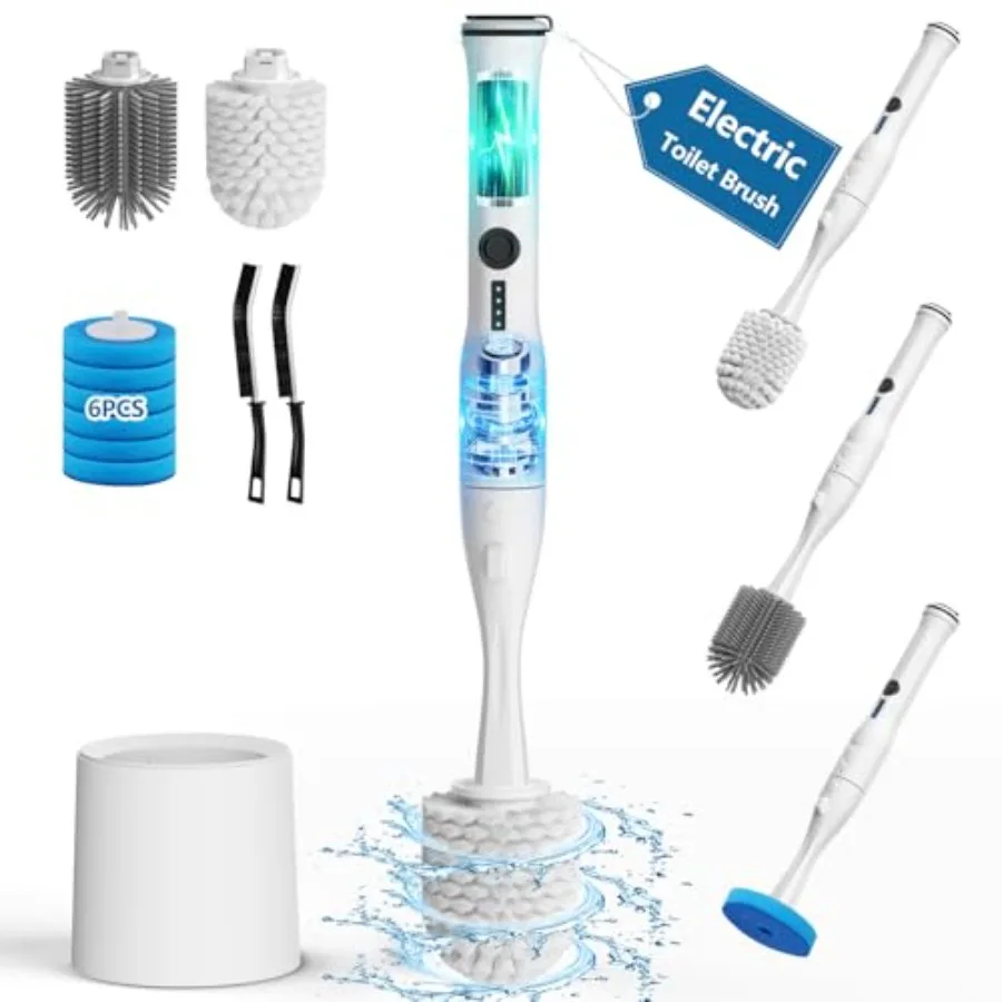 Electric Toilet Brush and Holder Set, 8 in 1 Electric Toilet Bowl Cleaning Kit with 8 Replaceable Brushes, Hard Nylon Brush and
Electric Toilet Brush and Holder Set, 8 in 1 Electric Toilet Bowl Cleaning Kit with 8 Replaceable Brushes, Hard Nylon Brush and