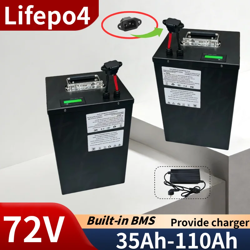 72V Lifepo4 Lithium Battery 40Ah-110Ah for 2KW 3KW Electric Rickshaw Skateboard Motocicletas Mini Car EV RV - High Capacity
72V Lifepo4 Lithium Battery 40Ah-110Ah for 2KW 3KW Electric Rickshaw Skateboard Motocicletas Mini Car EV RV - High Capacity