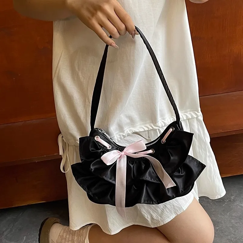 Japanese Sweet Cute Bow Underarm Bag Women Satin Ruffles Large Capacity Tote Bag Ladies Elegant Gentle Casual Shoulder Bags 2025
Japanese Sweet Cute Bow Underarm Bag Women Satin Ruffles Large Capacity Tote Bag Ladies Elegant Gentle Casual Shoulder Bags 2025