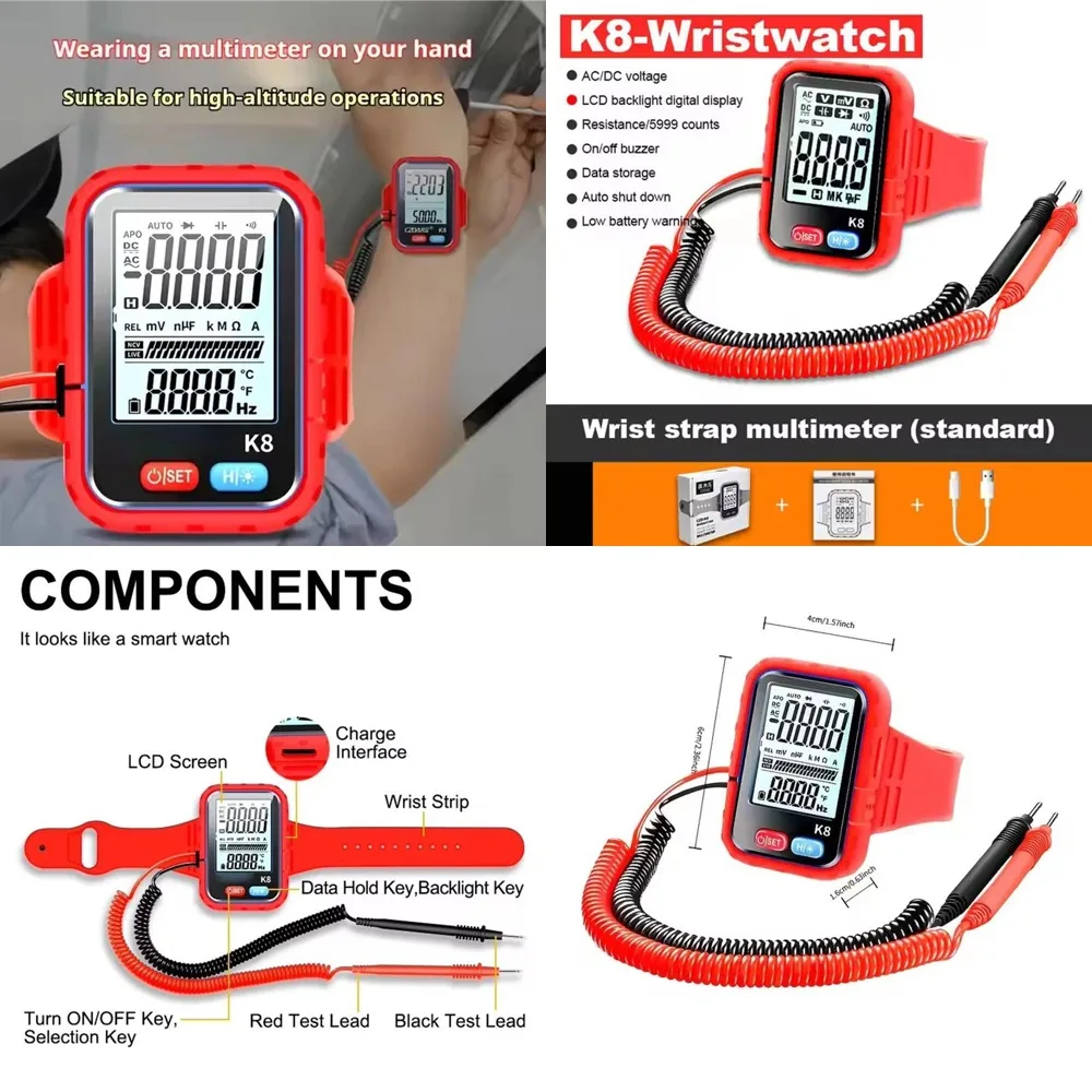1pcs Auto Range Digital Multimeter with NCV Voltage Detection Lightweight for Home Electrician Repair Wrist Digital Multimeter
1pcs Auto Range Digital Multimeter with NCV Voltage Detection Lightweight for Home Electrician Repair Wrist Digital Multimeter