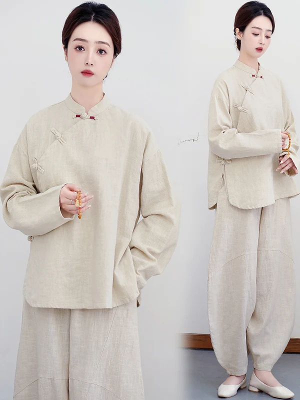 Women's Large Size Zen Faion Cotton Linen Long Sve irt And Pants Set Simple Sle Chinese Sle Casual Wear for Medita...
Women's Large Size Zen Faion Cotton Linen Long Sve irt And Pants Set Simple Sle Chinese Sle Casual Wear for Medita...