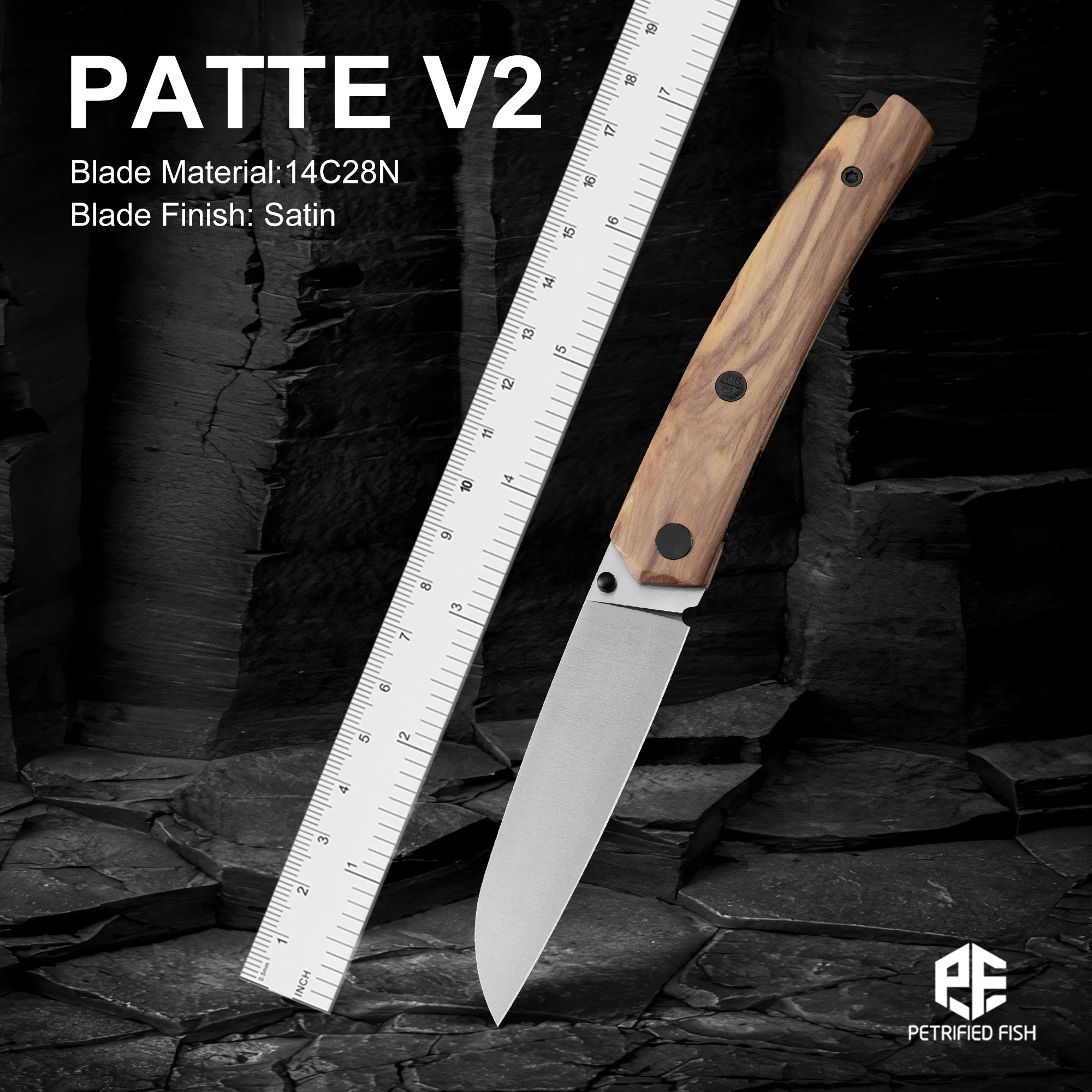 Petrified Fish PF719 Folding Knife Satin Blade Ball Bearings Knife 14C28N Steel Wooden Handle Outdoor Camping Pocket Tool EDC
Petrified Fish PF719 Folding Knife Satin Blade Ball Bearings Knife 14C28N Steel Wooden Handle Outdoor Camping Pocket Tool EDC