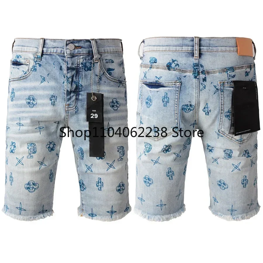 New Purples Men Jeans Shorts Trendy Elastic Edged Middle brand Pants Irregular Blue Color Washed Denim pants
New Purples Men Jeans Shorts Trendy Elastic Edged Middle brand Pants Irregular Blue Color Washed Denim pants