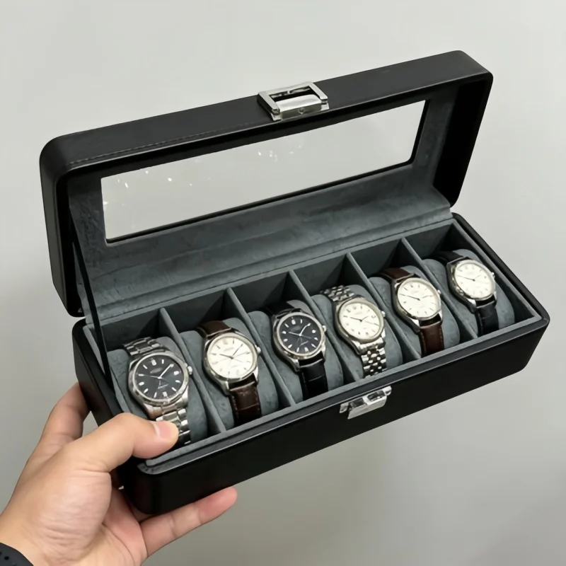 Dustproof 6 Slot Watch Box with Clear Window, Lockable Leather Watch Organizer + Bracelet Storage Box 3Pcs Set for Home Use
Dustproof 6 Slot Watch Box with Clear Window, Lockable Leather Watch Organizer + Bracelet Storage Box 3Pcs Set for Home Use