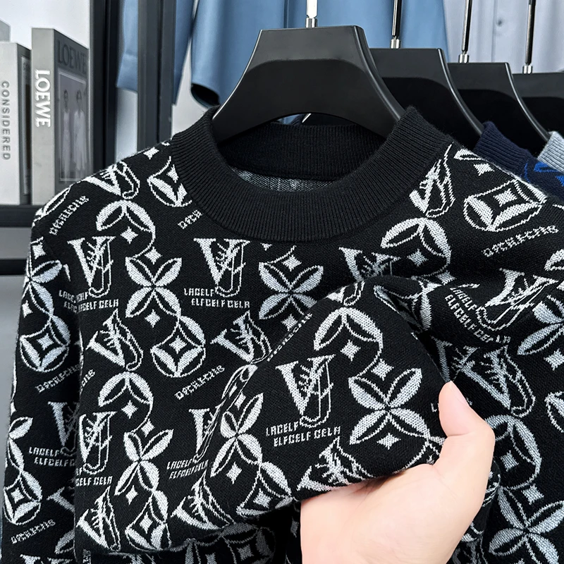 Мужские толстовки с круглым вырезом, шерстяной трикотаж, зимние Лидер продаж, цветной контрастный жаккардовый теплый свитер, оригинальный бренд, модная роскошная мужская одежда
Мужские толстовки с круглым вырезом, шерстяной трикотаж, зимние Лидер продаж, цветной контрастный жаккардовый теплый свитер, оригинальный бренд, модная роскошная мужская одежда