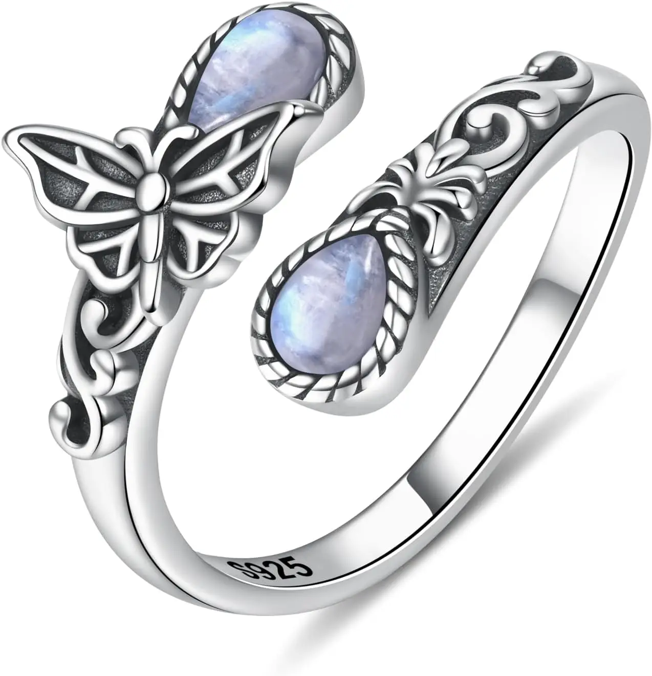 Посеребренное кольцо-бабочка с натуральным лунным камнем, ювелирные изделия из регулируемого камня для женщин
Посеребренное кольцо-бабочка с натуральным лунным камнем, ювелирные изделия из регулируемого камня для женщин