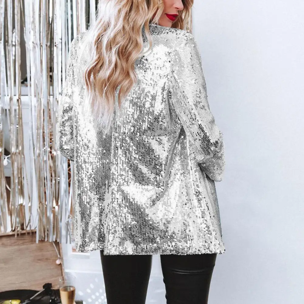 Fashion Glitter Sequins Jackets Women's Lapel Outwear Coats Nightclub Sliver Loose Suit Blazer Casual Party Coats With Pockets
Fashion Glitter Sequins Jackets Women's Lapel Outwear Coats Nightclub Sliver Loose Suit Blazer Casual Party Coats With Pockets