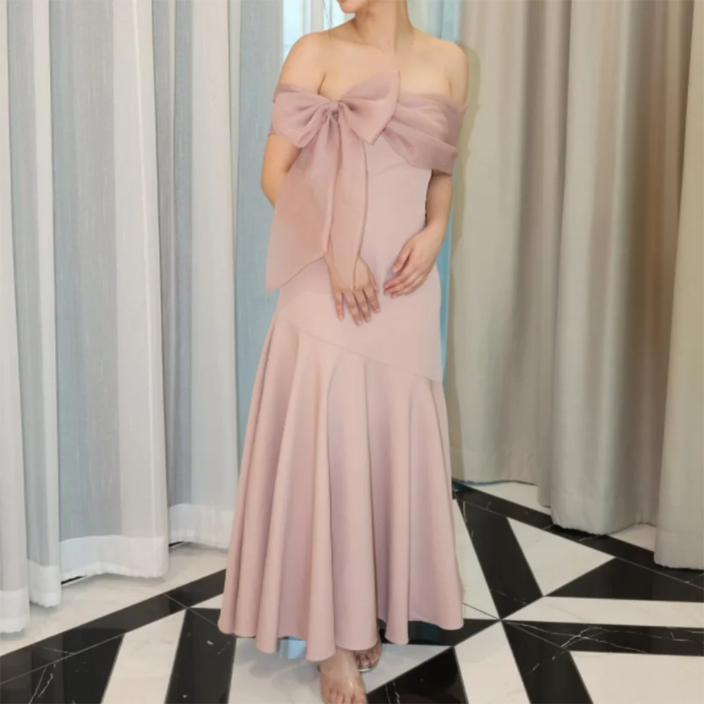 Customized A-Line Prom Dresses Ankle-Length Off The Shoulder Boat Neck Short Sleeve Evening Gown Fashion Bow Simple Draped
Customized A-Line Prom Dresses Ankle-Length Off The Shoulder Boat Neck Short Sleeve Evening Gown Fashion Bow Simple Draped