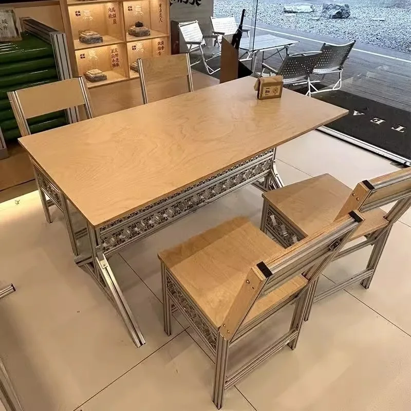 Cafe milk tea dessert bakery table and chair combination aluminum profile birch marine board leisure table chair set
Cafe milk tea dessert bakery table and chair combination aluminum profile birch marine board leisure table chair set