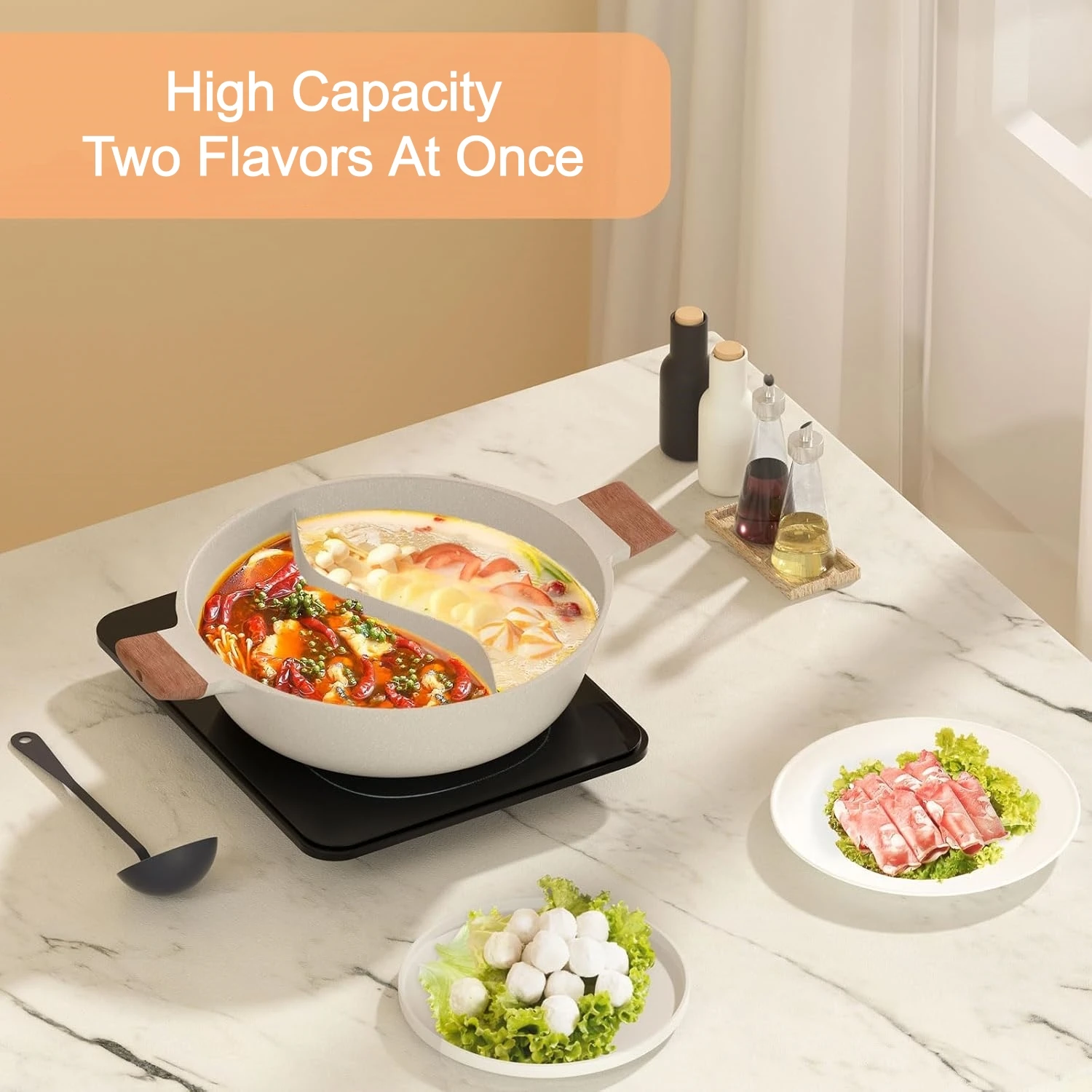 Double Flavor Divided Stock Pot Large Capacity Hot Pot with Divider Dual Sided Nonstick Shabu Shabu Pots Universal Cookware
Double Flavor Divided Stock Pot Large Capacity Hot Pot with Divider Dual Sided Nonstick Shabu Shabu Pots Universal Cookware