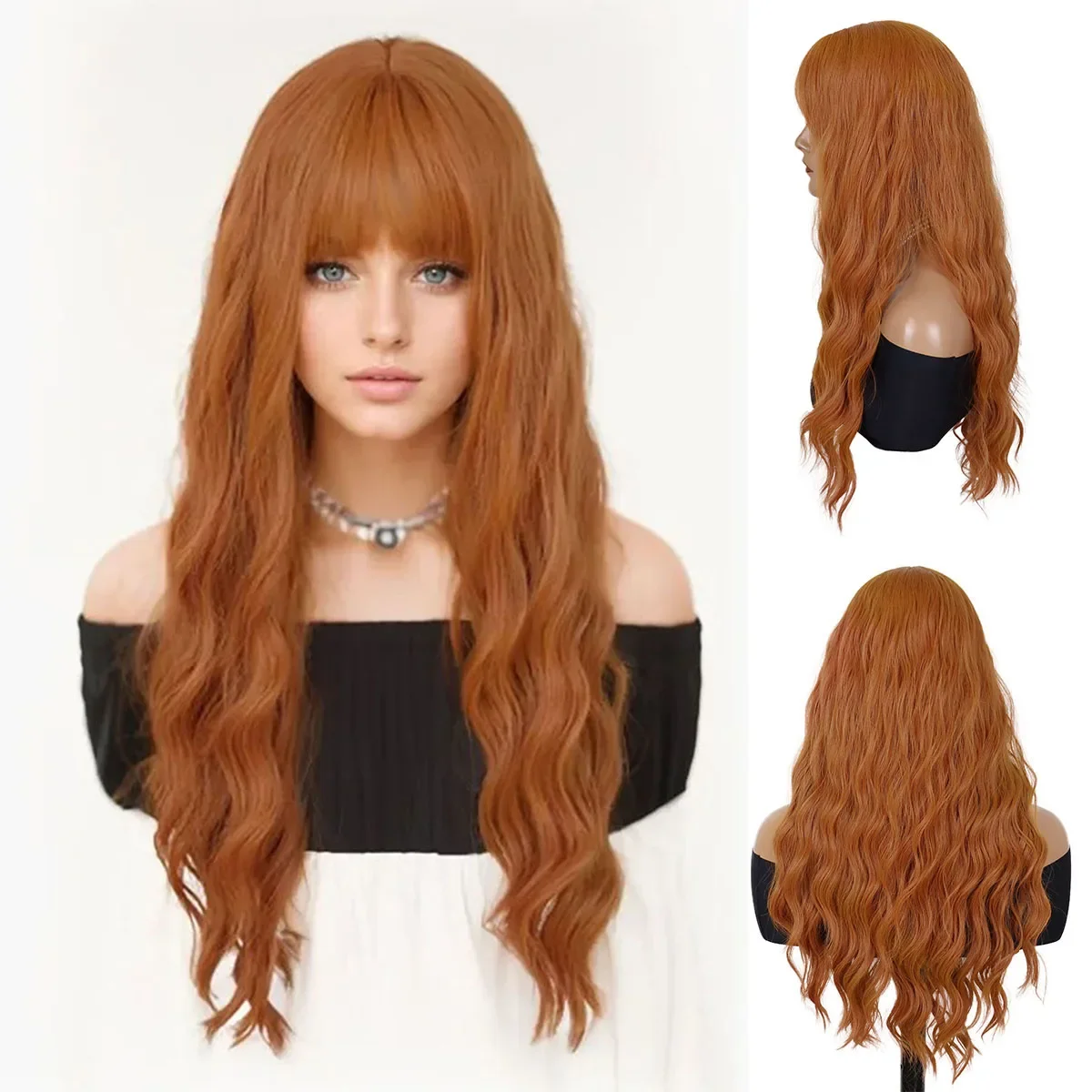 Synthetic Long Water Wavy Wig with Bangs for Women Lady Anime Orange Lolita Wigs Costume Halloween Cosplay Party Heat Resistant
Synthetic Long Water Wavy Wig with Bangs for Women Lady Anime Orange Lolita Wigs Costume Halloween Cosplay Party Heat Resistant