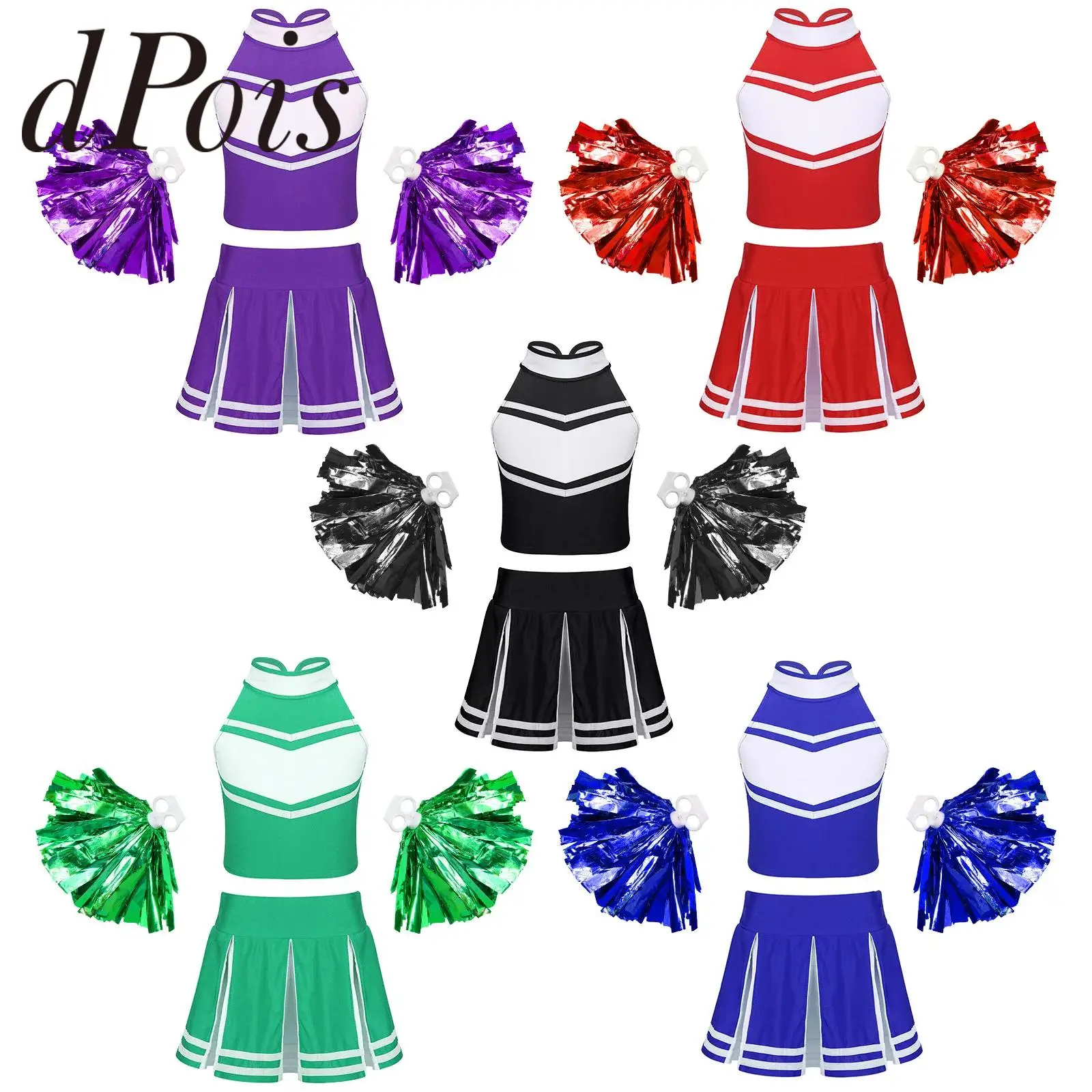 Kids Girls Cheerleading Costume Cheer Dance Outfit Sleeveless Tops Pleated Skirt Tassel Flower Ball Set for Cheerleader Uniforms
Kids Girls Cheerleading Costume Cheer Dance Outfit Sleeveless Tops Pleated Skirt Tassel Flower Ball Set for Cheerleader Uniforms