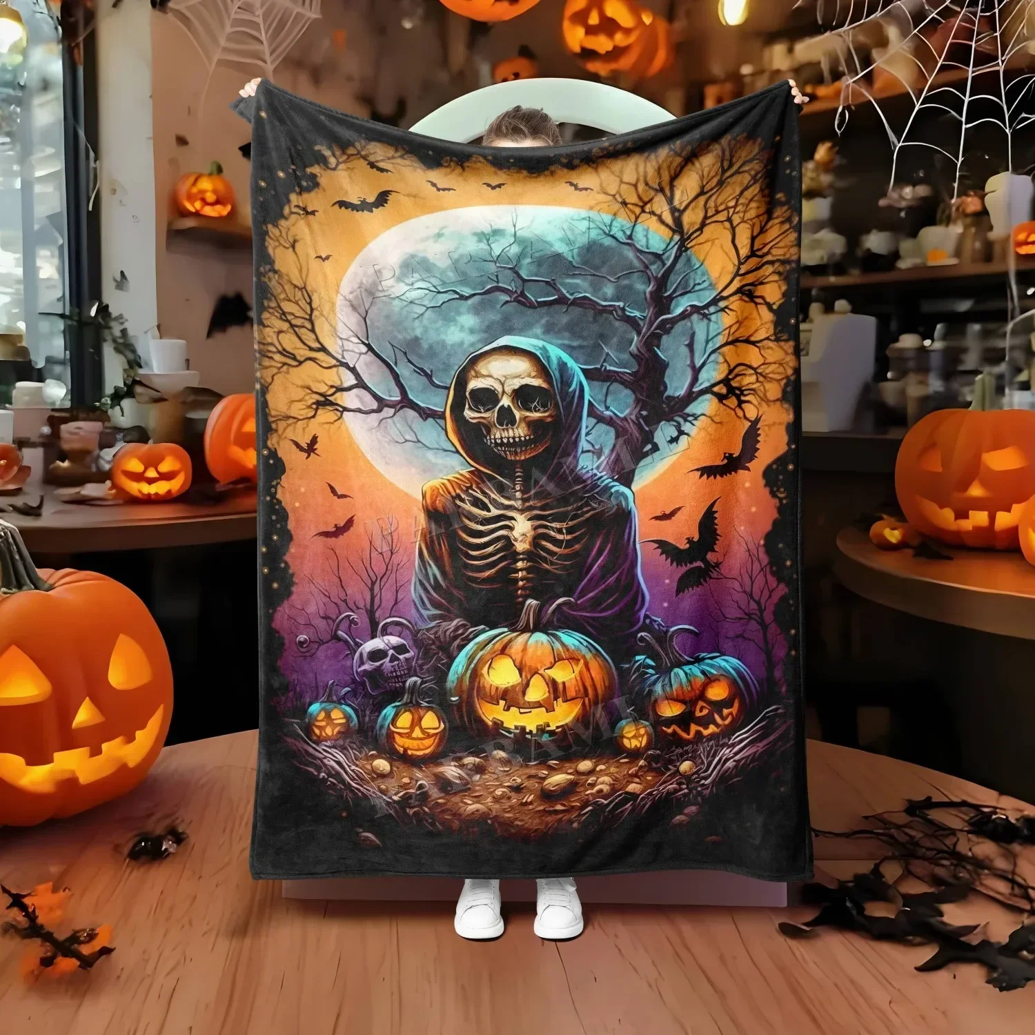 Halloween Throw Blanket Skeleton Pumpkin Skull Ghost Bats Print for Couch Bed Car Home Camping AllSeason Use
Halloween Throw Blanket Skeleton Pumpkin Skull Ghost Bats Print for Couch Bed Car Home Camping AllSeason Use