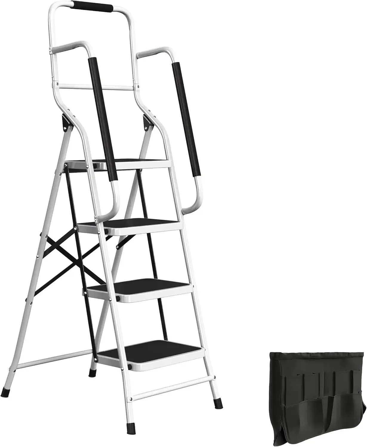 4 Step Ladder Folding Step Stool Ladder for Adults with Handrails and Tool Bag - 330lb Capacity Nonslip Steel Frame Stepping Sto
4 Step Ladder Folding Step Stool Ladder for Adults with Handrails and Tool Bag - 330lb Capacity Nonslip Steel Frame Stepping Sto