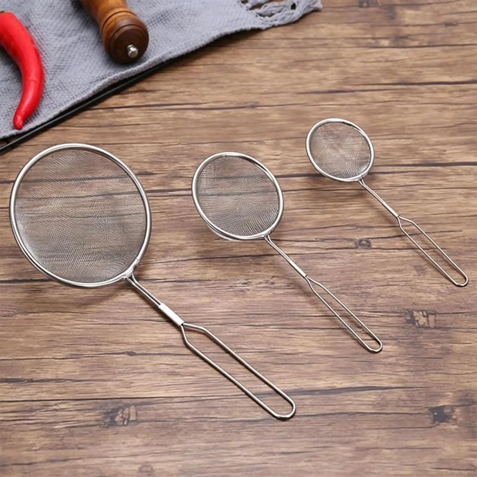 Strainers Fine Mesh 3 Pieces Stainless Steel Fine Mesh Sieve With Handle Kitchen Metal Strainer For Cooking Baking Food Rice
Strainers Fine Mesh 3 Pieces Stainless Steel Fine Mesh Sieve With Handle Kitchen Metal Strainer For Cooking Baking Food Rice