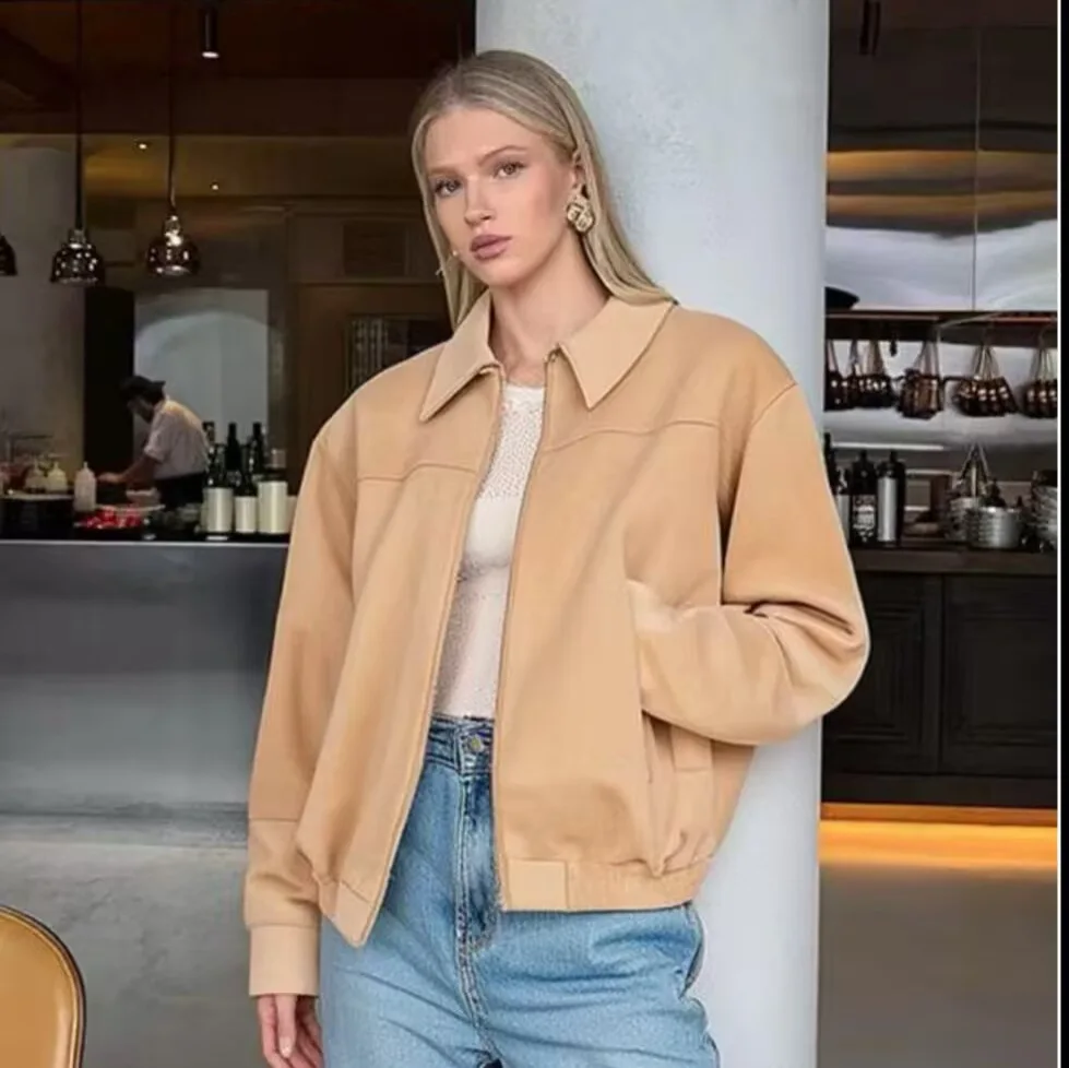 Vintage Women Autumn Suede Coat Lapel Collar Zipper Pockets Elastic Hems Lady Jacket High Street Motorcycle Jacket For Female
Vintage Women Autumn Suede Coat Lapel Collar Zipper Pockets Elastic Hems Lady Jacket High Street Motorcycle Jacket For Female