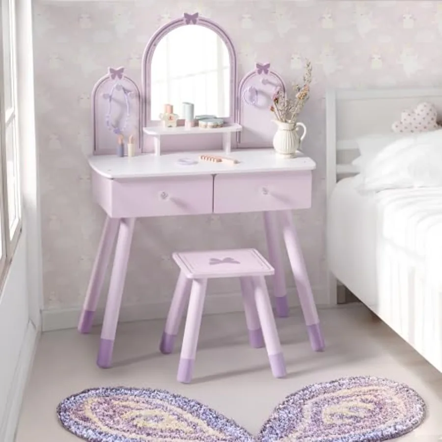Vanity Table and Chair Set Girls Vanity Set with Mirror Pretend Play Vanity Makeup Dressing Table with Drawer and Accessories A
Vanity Table and Chair Set Girls Vanity Set with Mirror Pretend Play Vanity Makeup Dressing Table with Drawer and Accessories A