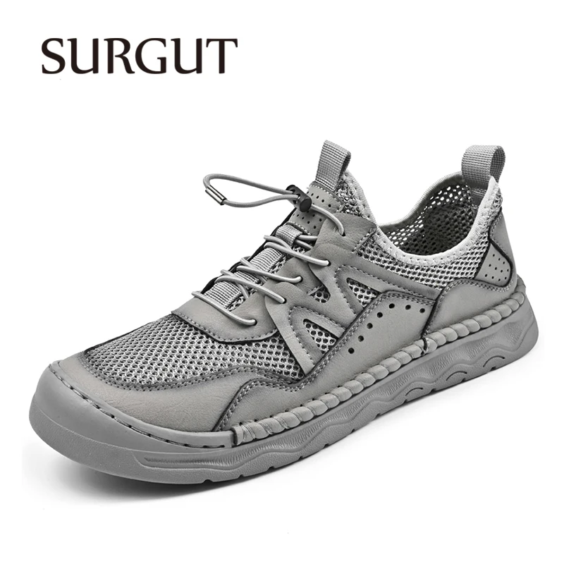 SURGUT Summer Breathable Men's Casual Shoes Black Gray Round Toe Lace-Up Rubber Sole Mesh Insole Cowhide Suede Footwear
SURGUT Summer Breathable Men's Casual Shoes Black Gray Round Toe Lace-Up Rubber Sole Mesh Insole Cowhide Suede Footwear