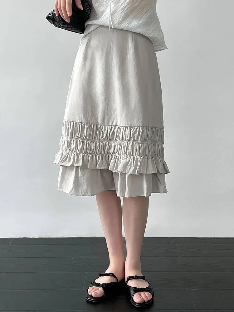 High Waist Gray White Ruffles Thin Elegant A-line Half-body Skirt Women Fashion Tide New Spring Autumn
High Waist Gray White Ruffles Thin Elegant A-line Half-body Skirt Women Fashion Tide New Spring Autumn