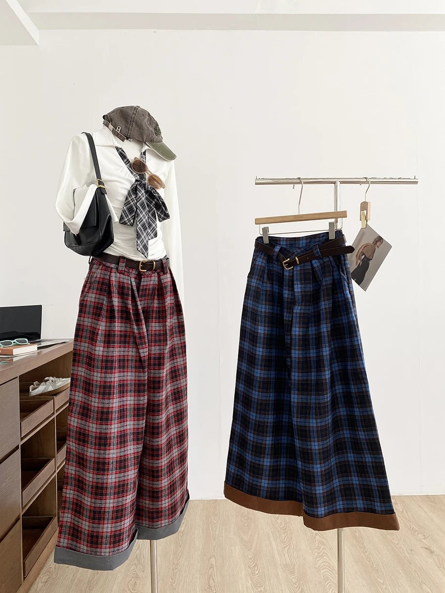 High Waist Plaid Wide Leg Pants Women Loose Slimming Straight Cut Trousers Autumn Winter New Style Korean Style Fashionable
High Waist Plaid Wide Leg Pants Women Loose Slimming Straight Cut Trousers Autumn Winter New Style Korean Style Fashionable