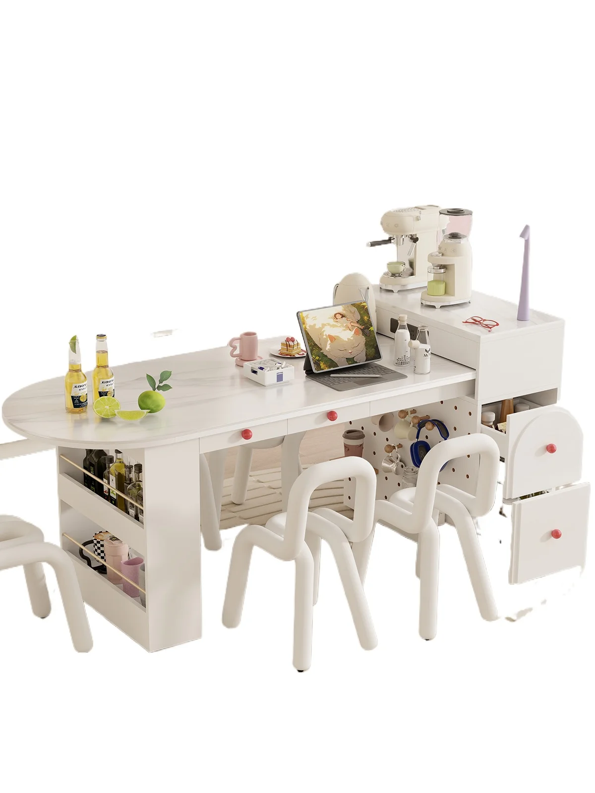 Minimalist slate island dining table integrated retractable home cream style living room dining table bar table
Minimalist slate island dining table integrated retractable home cream style living room dining table bar table