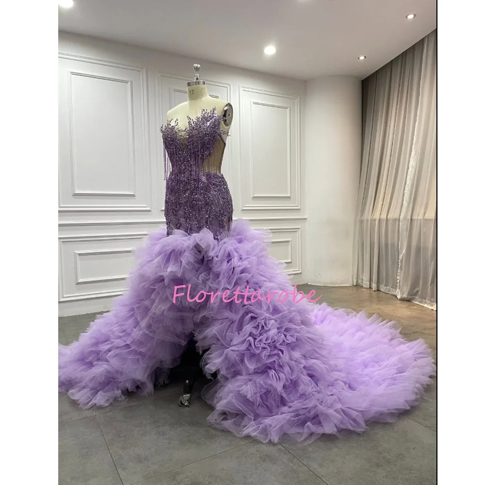 Luxury Lilac Prom Dresses Sparkly Beads Gowns For Women Ruffles Gala Wedding Gowns Evening Dress Plus Size Customized
Luxury Lilac Prom Dresses Sparkly Beads Gowns For Women Ruffles Gala Wedding Gowns Evening Dress Plus Size Customized