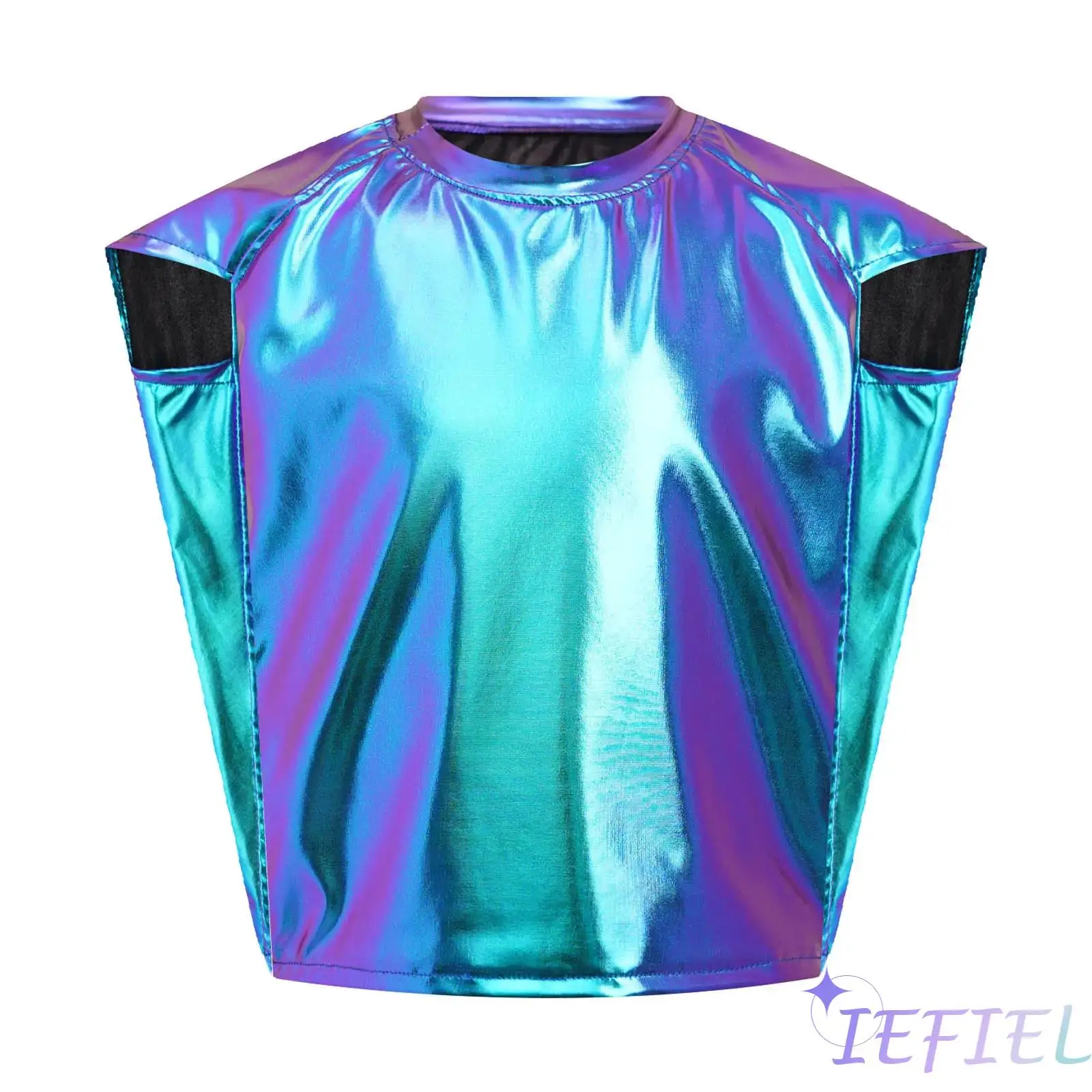 Unisex Kids Girls Boys Jazz Dance Crop Top Party Performance Top Cap Sleeve Round Neck Metallic T-Shirt for Party Costume
Unisex Kids Girls Boys Jazz Dance Crop Top Party Performance Top Cap Sleeve Round Neck Metallic T-Shirt for Party Costume