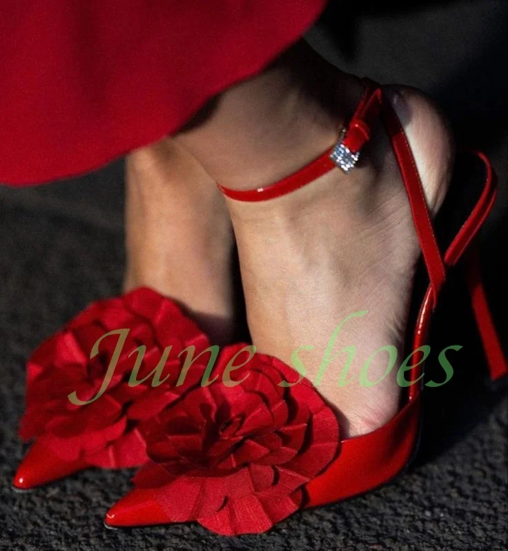 Lady Red 3D-Flower Design Elegant Slingback Pumps Buckle Strap Sexy Flower Design Pointed Toe Metallic Pu Summer Sandals Size 46
Lady Red 3D-Flower Design Elegant Slingback Pumps Buckle Strap Sexy Flower Design Pointed Toe Metallic Pu Summer Sandals Size 46