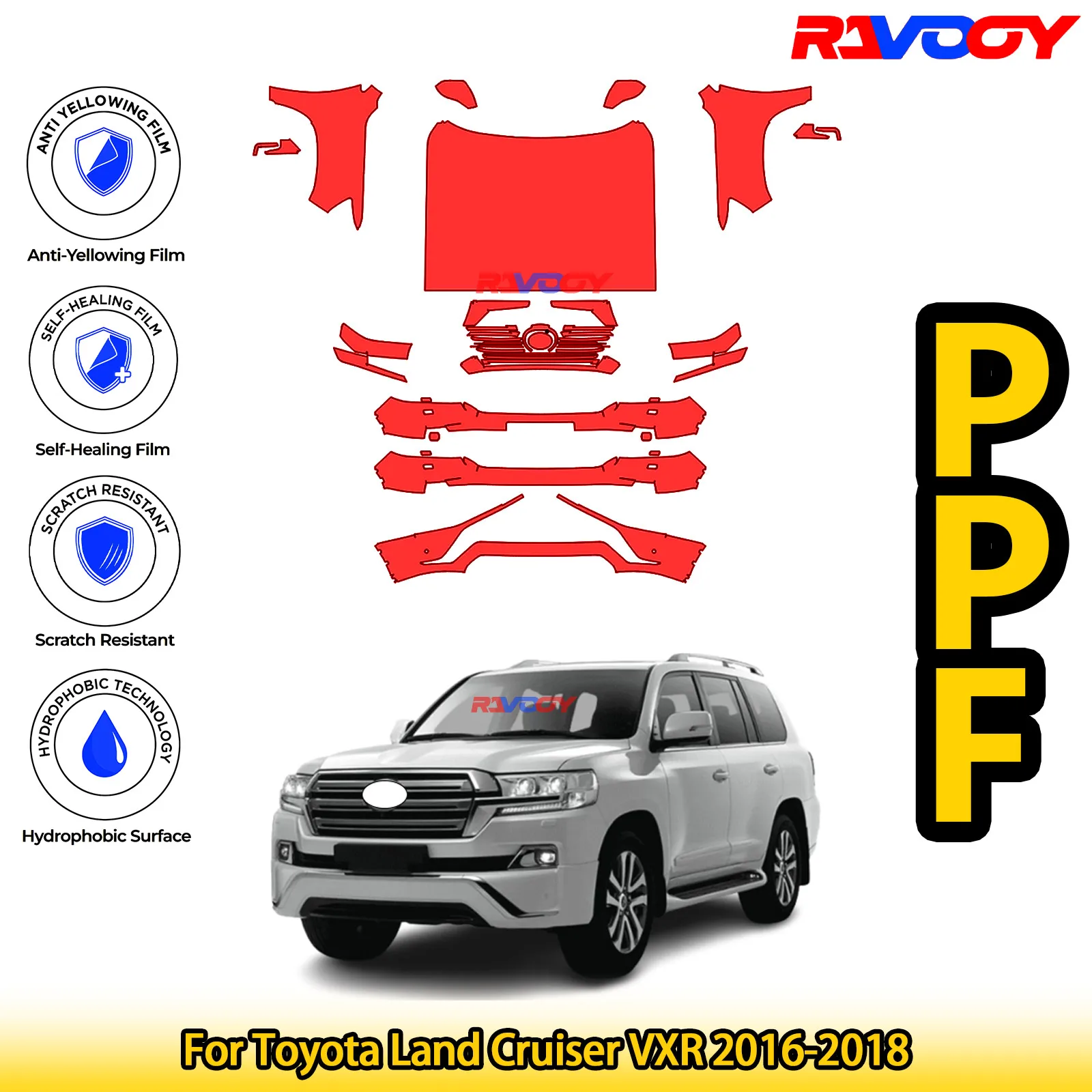 For Toyota Land Cruiser VXR 2016-2018 Glossy Matte Black Precut front PPF Kit Paint Protection Film
For Toyota Land Cruiser VXR 2016-2018 Glossy Matte Black Precut front PPF Kit Paint Protection Film
