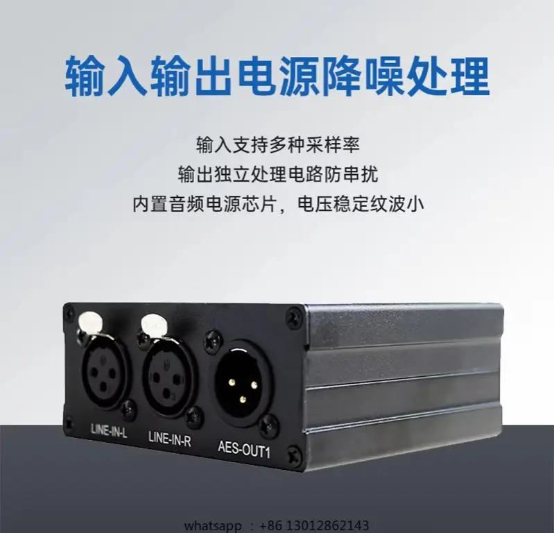 Automatic Identification Sample Rate AES/EBU Digital to Analog Audio Converter Full Aluminum Housing
Automatic Identification Sample Rate AES/EBU Digital to Analog Audio Converter Full Aluminum Housing