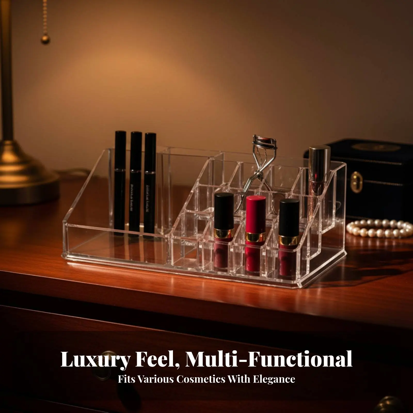 Acrylic Makeup Organizer Dustproof Transparent Vanity Organizer Clear Cosmetic Display Case Multi-Compartment for Dressing Table
Acrylic Makeup Organizer Dustproof Transparent Vanity Organizer Clear Cosmetic Display Case Multi-Compartment for Dressing Table