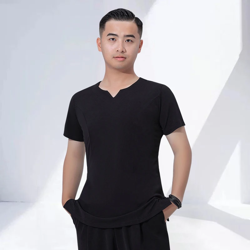 2022 New Latin Dance Tops Summer Male RumbaChaCha Dancing Practice Wear Black T-Shirt V-Neck Ballroom Dance Costume YS3379
2022 New Latin Dance Tops Summer Male RumbaChaCha Dancing Practice Wear Black T-Shirt V-Neck Ballroom Dance Costume YS3379