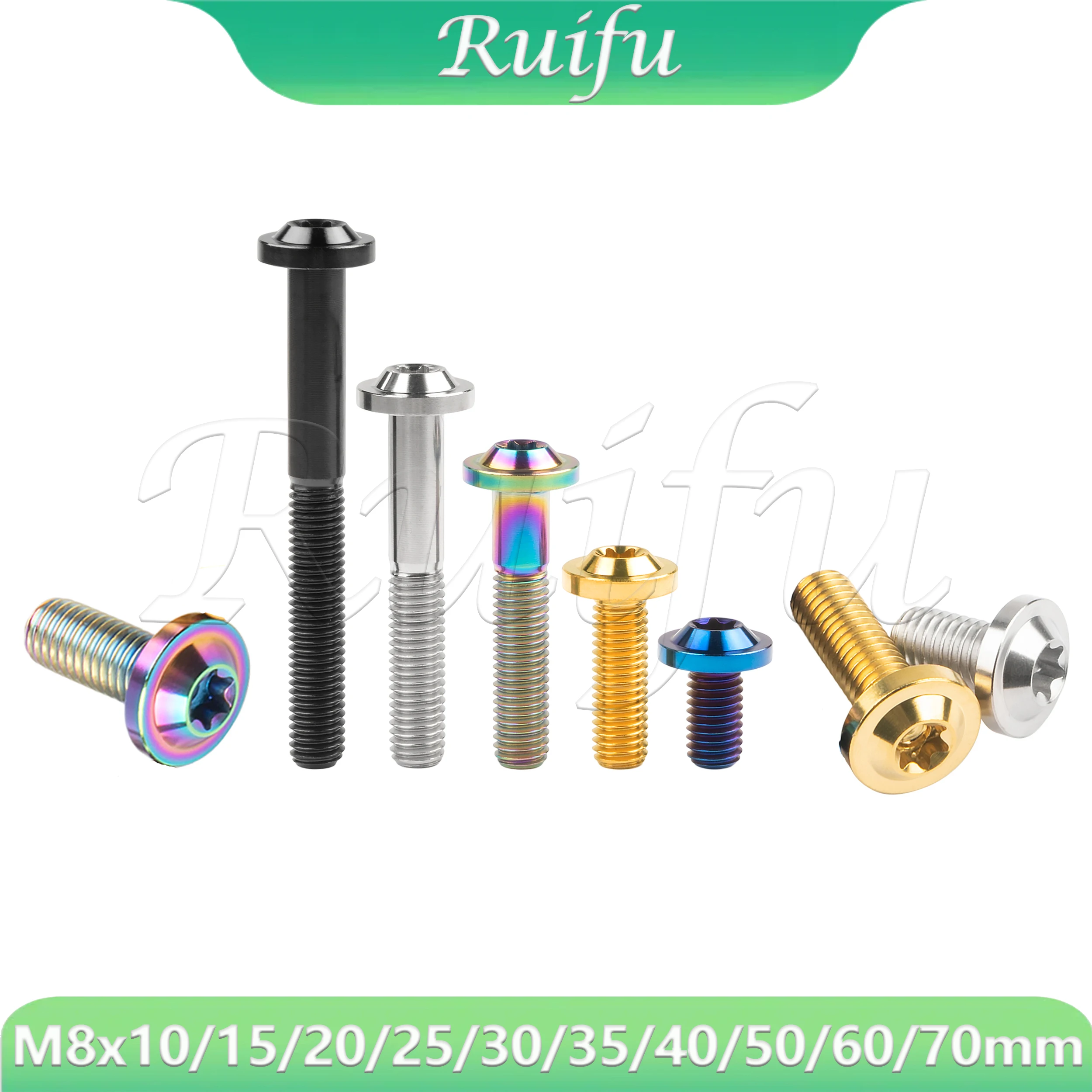 Ruifu Titanium Bolt M8x10/15/20/25/30/35/40/50/60/70mm T40 Torx Head Screws for Motorcycle Disc Brake
Ruifu Titanium Bolt M8x10/15/20/25/30/35/40/50/60/70mm T40 Torx Head Screws for Motorcycle Disc Brake
