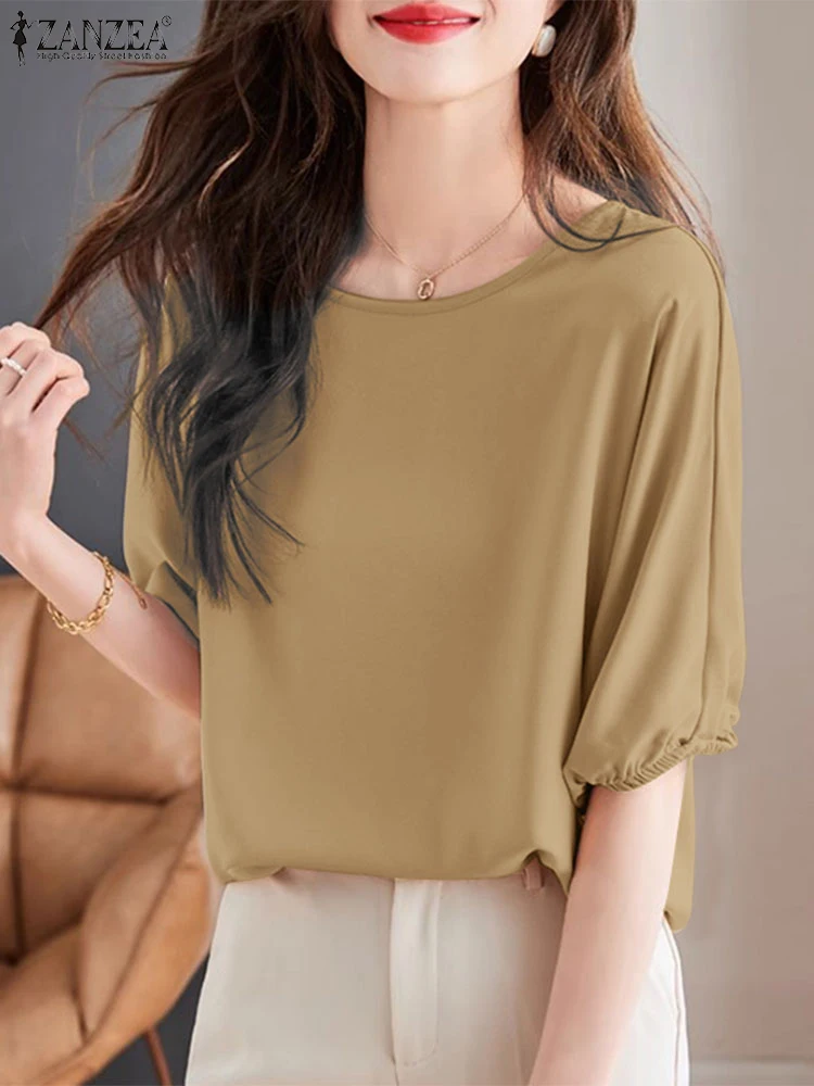 ZANZEA Women Fashion Solid Color Blouse 2025 Summer Half Puff Sleeve Tunic Tops O-Neck Casual Shirts Loose OL Blusas Femininas
ZANZEA Women Fashion Solid Color Blouse 2025 Summer Half Puff Sleeve Tunic Tops O-Neck Casual Shirts Loose OL Blusas Femininas