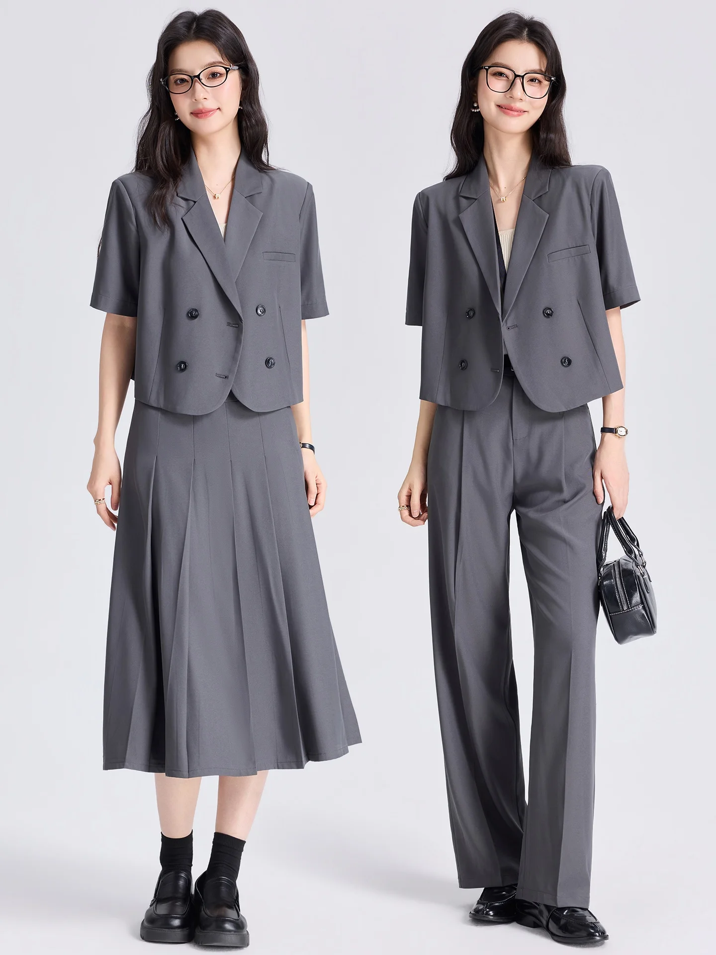 Gray Short Suit Set for Women 2026 New Style College Students Interview Professional Formal Small Size Polyester Fiber
Gray Short Suit Set for Women 2026 New Style College Students Interview Professional Formal Small Size Polyester Fiber