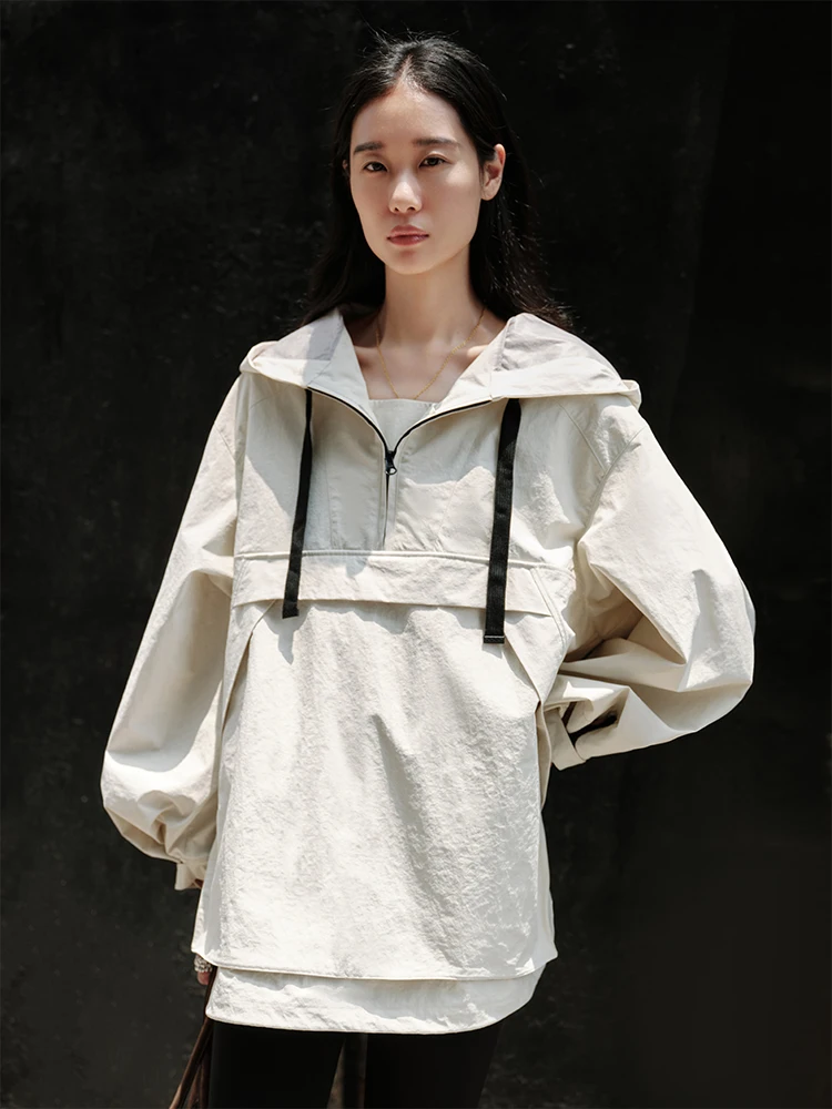 ChillCozy Lazio Taslan Mountain Series Women's Outdoor Hard ell Spring Autumn Overhead Jaet Pure Color Hooded Long Sve
ChillCozy Lazio Taslan Mountain Series Women's Outdoor Hard ell Spring Autumn Overhead Jaet Pure Color Hooded Long Sve