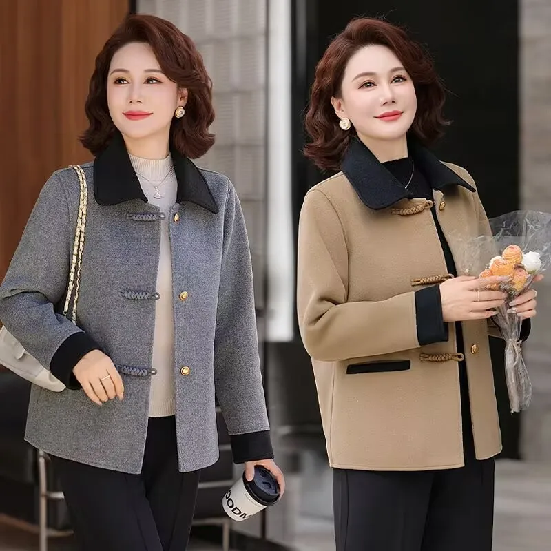 Женское маленькое ароматное шерстяное пальто, новинка 2025 года, осеннее короткое двустороннее шерстяное пальто для мам среднего возраста, куртка, элегантный кардиган, блейзер 
Женское маленькое ароматное шерстяное пальто, новинка 2025 года, осеннее короткое двустороннее шерстяное пальто для мам среднего возраста, куртка, элегантный кардиган, блейзер