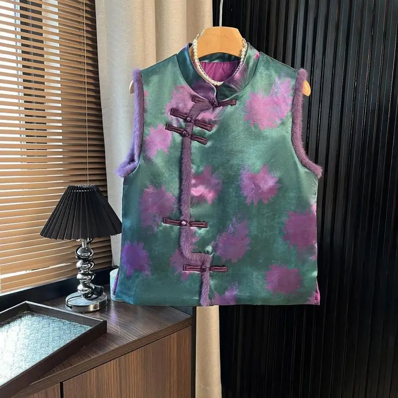 Теплый пушистый топ с принтом в стиле тан, женская безрукавка, костюм ханьфу, жилет-ципао, винтажная рубашка на пуговицах
Теплый пушистый топ с принтом в стиле тан, женская безрукавка, костюм ханьфу, жилет-ципао, винтажная рубашка на пуговицах