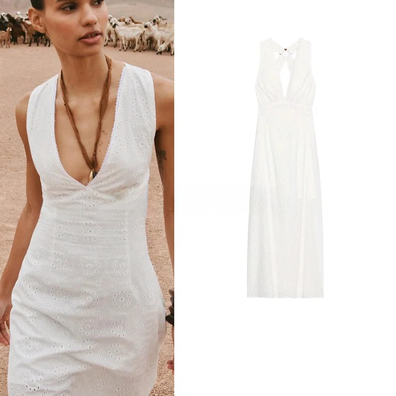 Summer New Women's Cotton Embroidered Gown Ne Hanging Long Midi Dr Beach Vaion Sle High Waist Vest Dr Long Skirt
Summer New Women's Cotton Embroidered Gown Ne Hanging Long Midi Dr Beach Vaion Sle High Waist Vest Dr Long Skirt