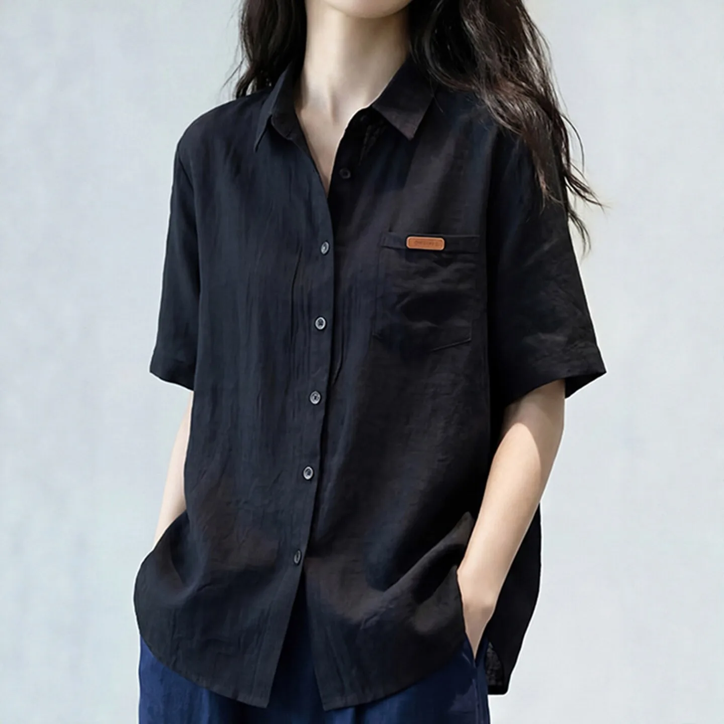 Loose Fit Short Sleeve Shirt Collar Women's Fashionable Summer New Style Casual Comfortable Outerwear Coat Large Size
Loose Fit Short Sleeve Shirt Collar Women's Fashionable Summer New Style Casual Comfortable Outerwear Coat Large Size