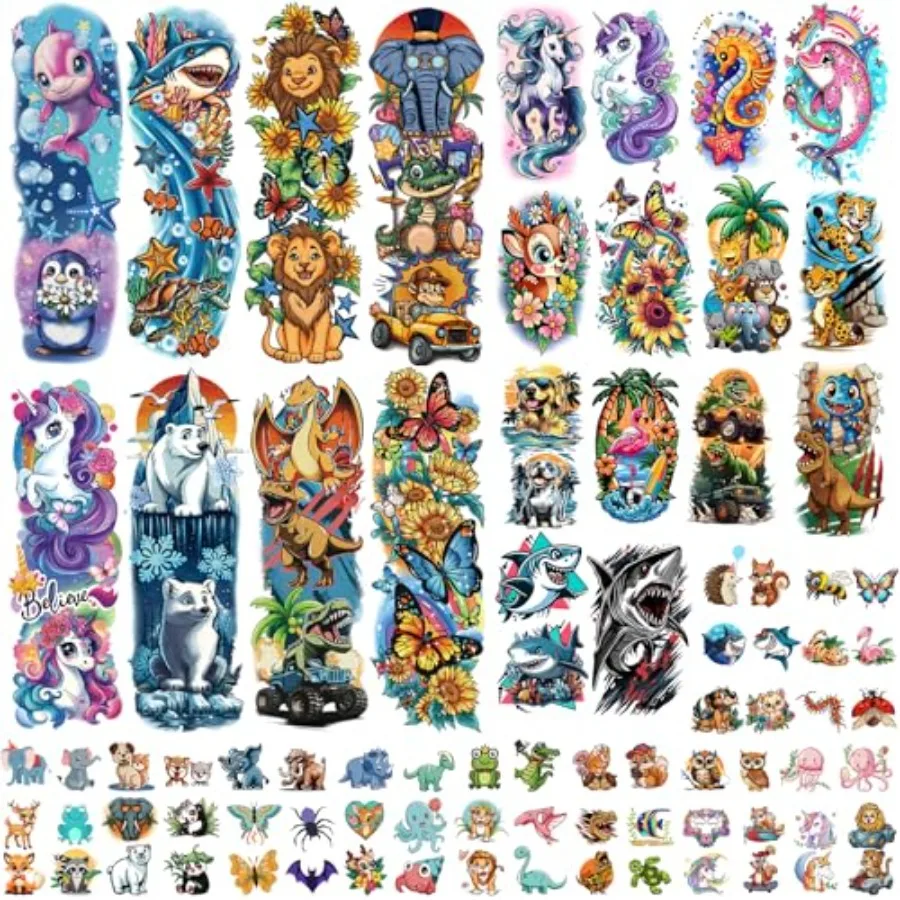 52 Sheets Temporary Tattoos for,Full Arm Sleeve Fake Tattoos for Boys Girls Birthday Party Favors, Waterproof Tattoos with Unic
52 Sheets Temporary Tattoos for,Full Arm Sleeve Fake Tattoos for Boys Girls Birthday Party Favors, Waterproof Tattoos with Unic