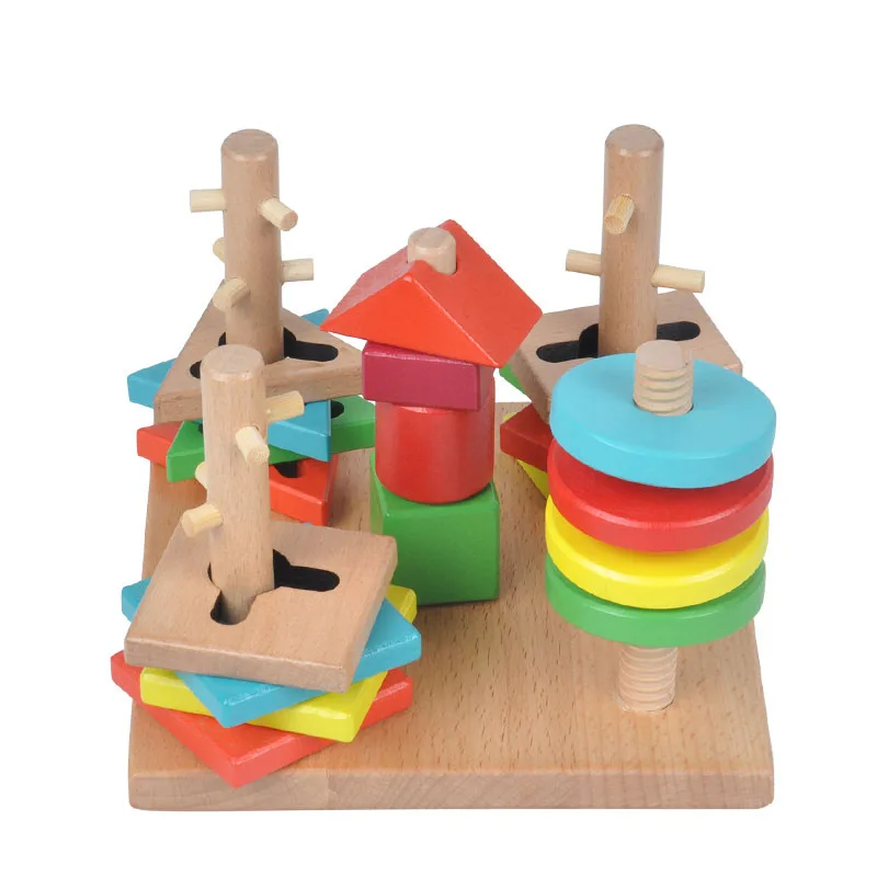 Детские деревянные игрушки Монтессори, обучающая башня, строительные блоки, 5-столоны, соответствующие цвету, формы, деревянные блоки, подарки для детей 
Детские деревянные игрушки Монтессори, обучающая башня, строительные блоки, 5-столоны, соответствующие цвету, формы, деревянные блоки, подарки для детей