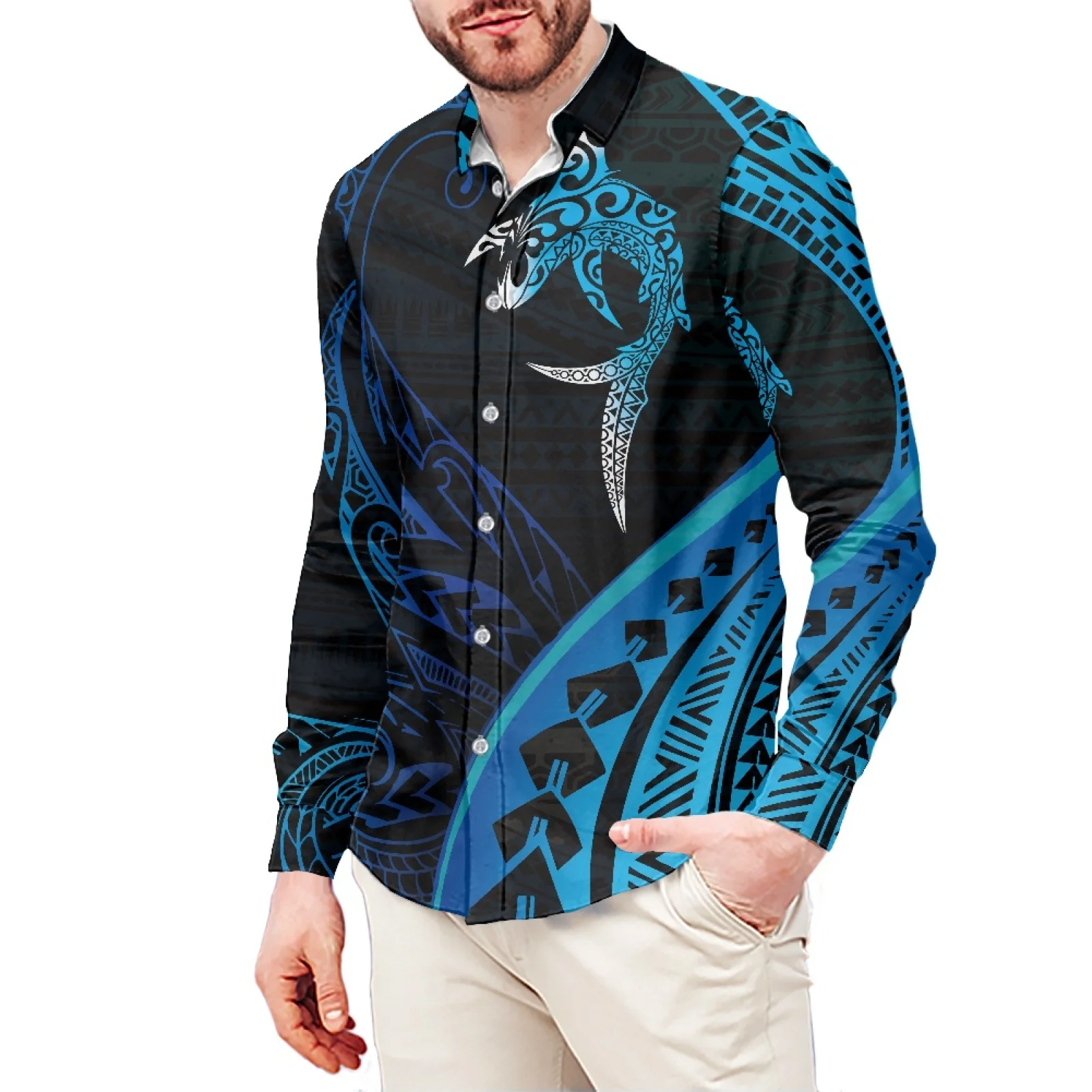 Printed Shark Polynesian Hawaiian Casual Sport Style Men's Shirt Stand-Up Collar 6XL Slim Long Sleeve Men's Shirt Fall/Winter
Printed Shark Polynesian Hawaiian Casual Sport Style Men's Shirt Stand-Up Collar 6XL Slim Long Sleeve Men's Shirt Fall/Winter