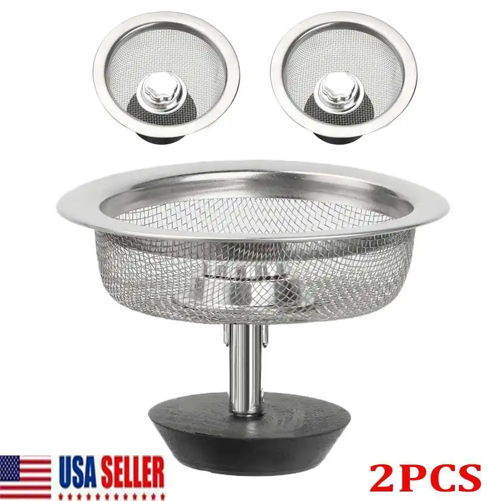 2Pcs Stainless Steel Home Kitchen Sink Drain Stopper Basket Strainer Waste Plug
2Pcs Stainless Steel Home Kitchen Sink Drain Stopper Basket Strainer Waste Plug