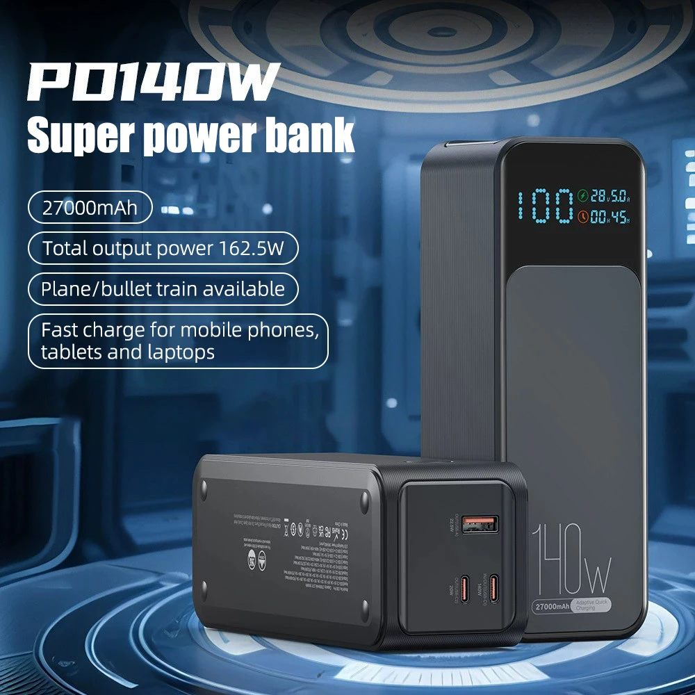 162.5W 27000mAh/99.9Wh PD3.1 140W Power Bank Smart Display Светодиодный светильник QC PPS SCP 2Type-C 1USBA Ноутбук Телефон Двусторонняя быстрая зарядка
162.5W 27000mAh/99.9Wh PD3.1 140W Power Bank Smart Display Светодиодный светильник QC PPS SCP 2Type-C 1USBA Ноутбук Телефон Двусторонняя быстрая зарядка